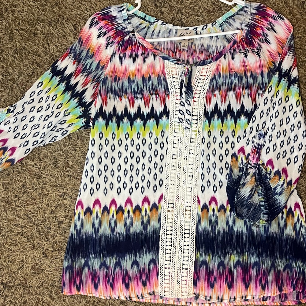 Multicolor 3/4 link sleeve shirt